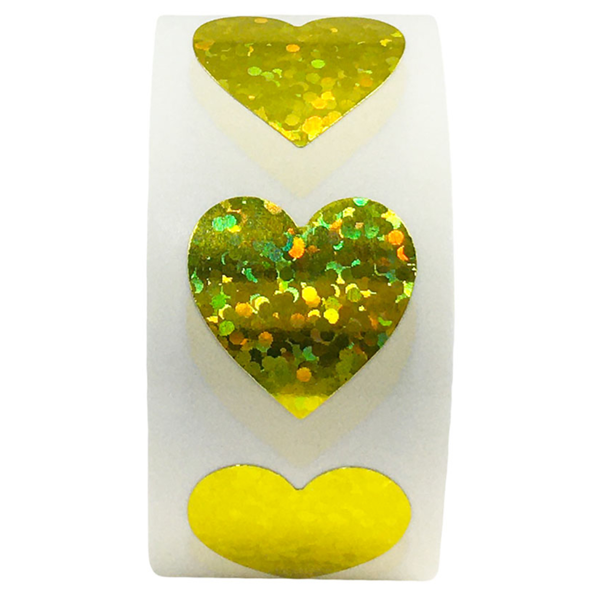Gold Sparkle Heart Stickers 1" Inch