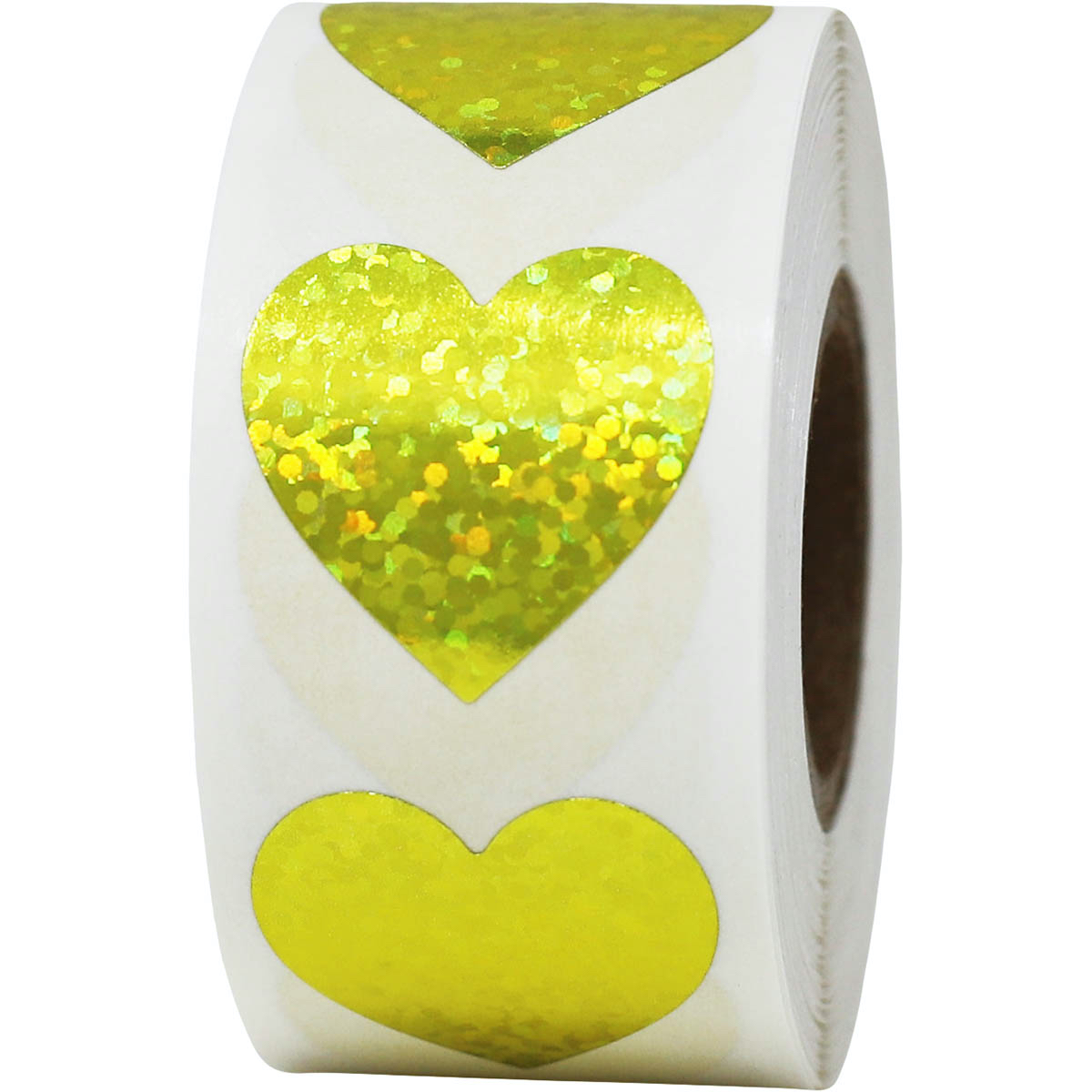 Gold Sparkle Heart Stickers 1" Inch