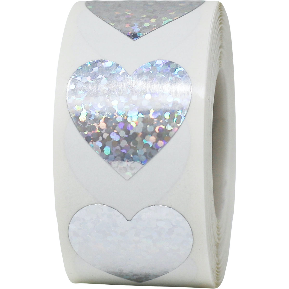 Silver Sparkle Heart Stickers 1" Inch