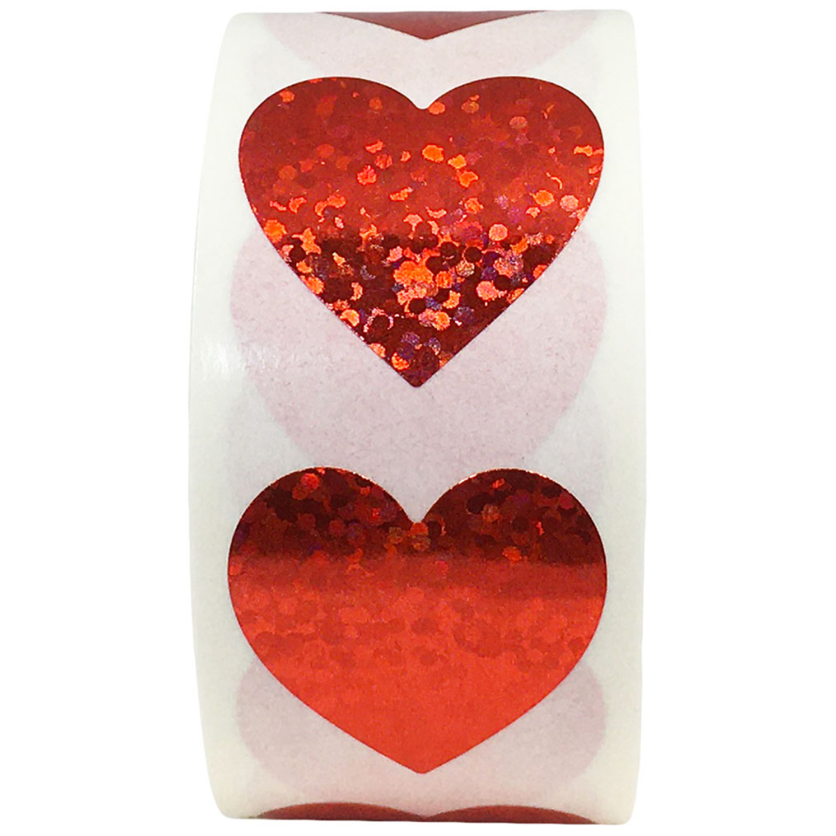 Red Sparkle Heart Stickers 1" Inch