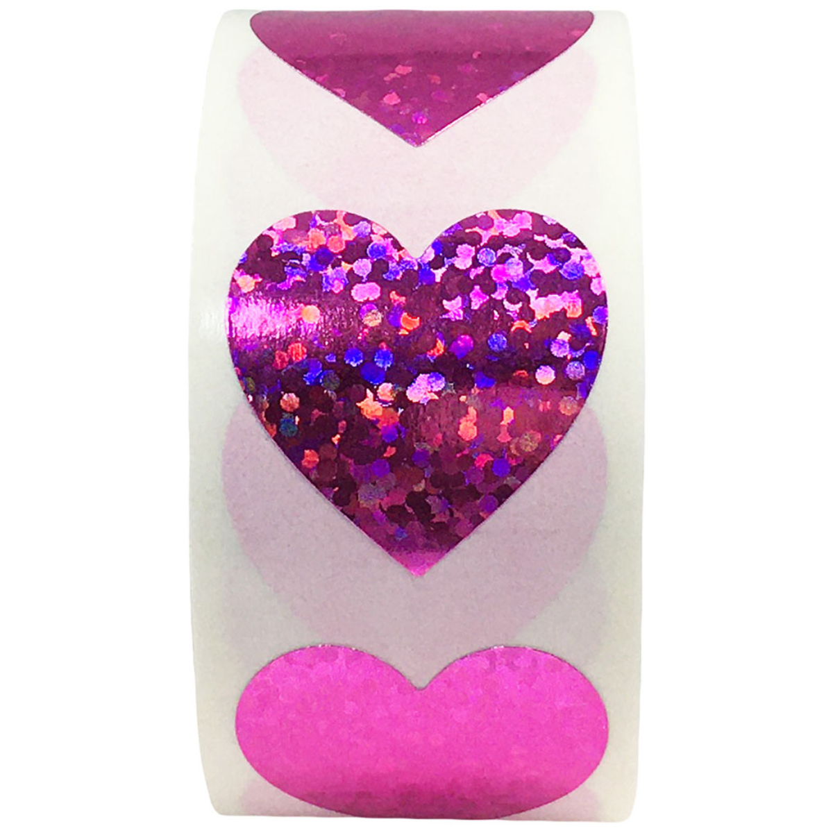 Hot Pink Sparkle Heart Stickers 1" Inch