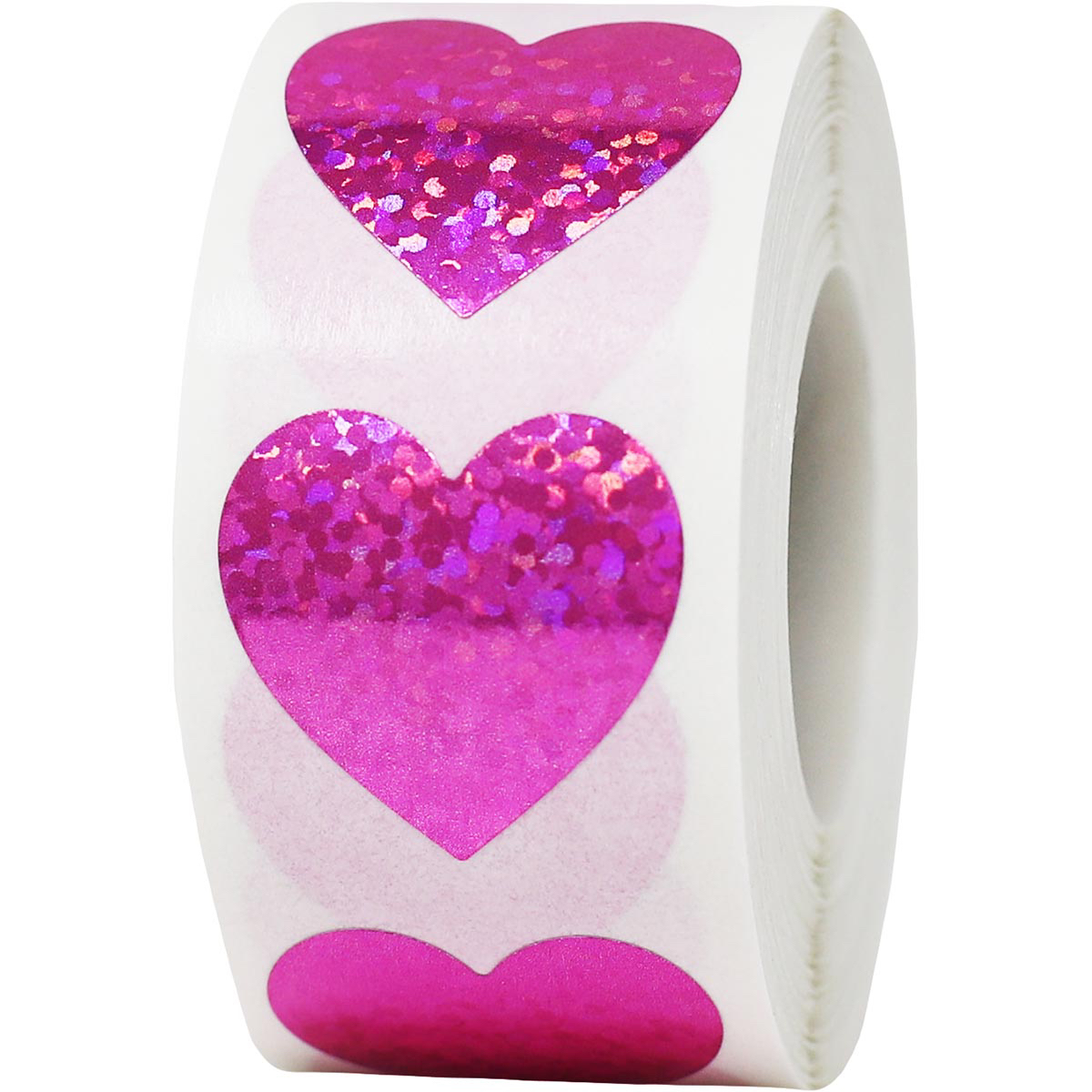 Hot Pink Sparkle Heart Stickers 1" Inch