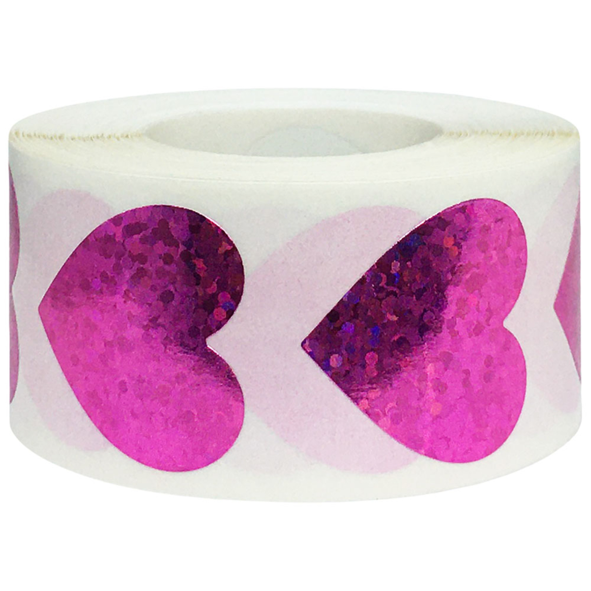 Hot Pink Sparkle Heart Stickers 1" Inch