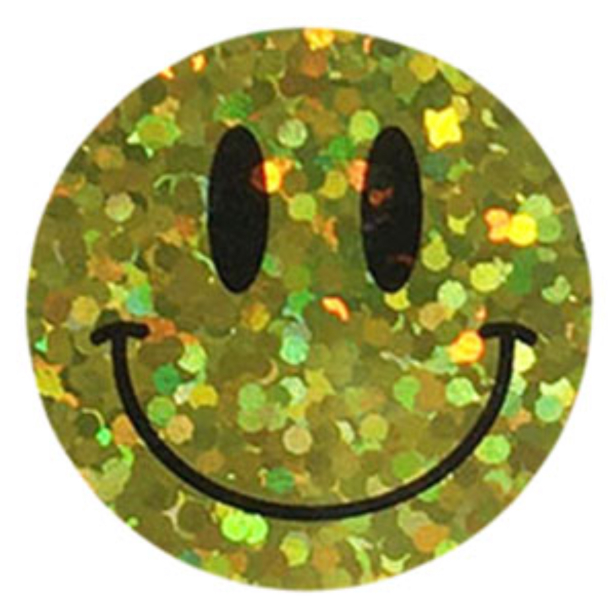 Metalized Sparkle Yellow Smiley Face Stickers 1"