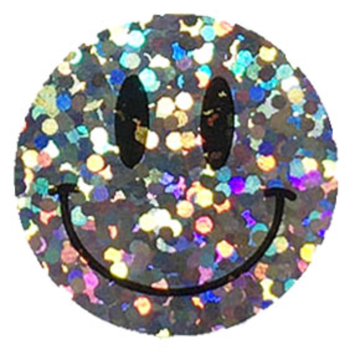 Metalized Sparkle Silver Smiley Face Stickers 1"
