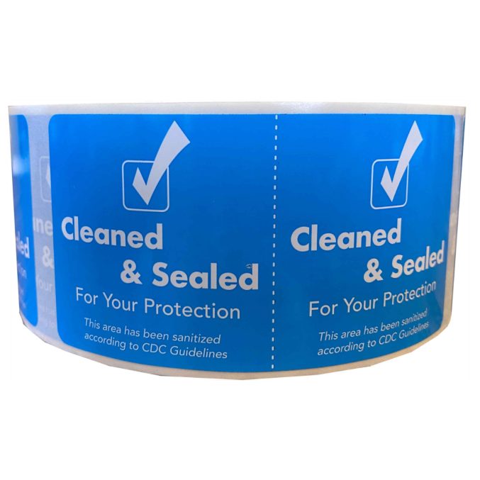 Cleaned and Sealed Door Decals | Tamper Evident | InStockLabels.com