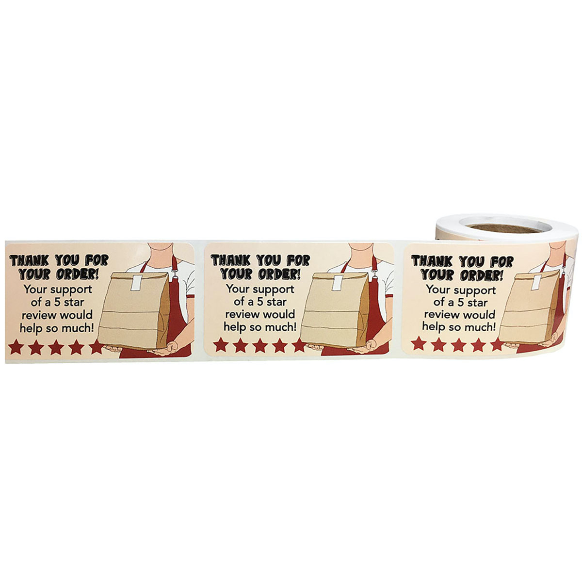 Five Star Review Labels for Food Delivery QTY 500 Five Star Review Labels for Food Delivery QTY 500