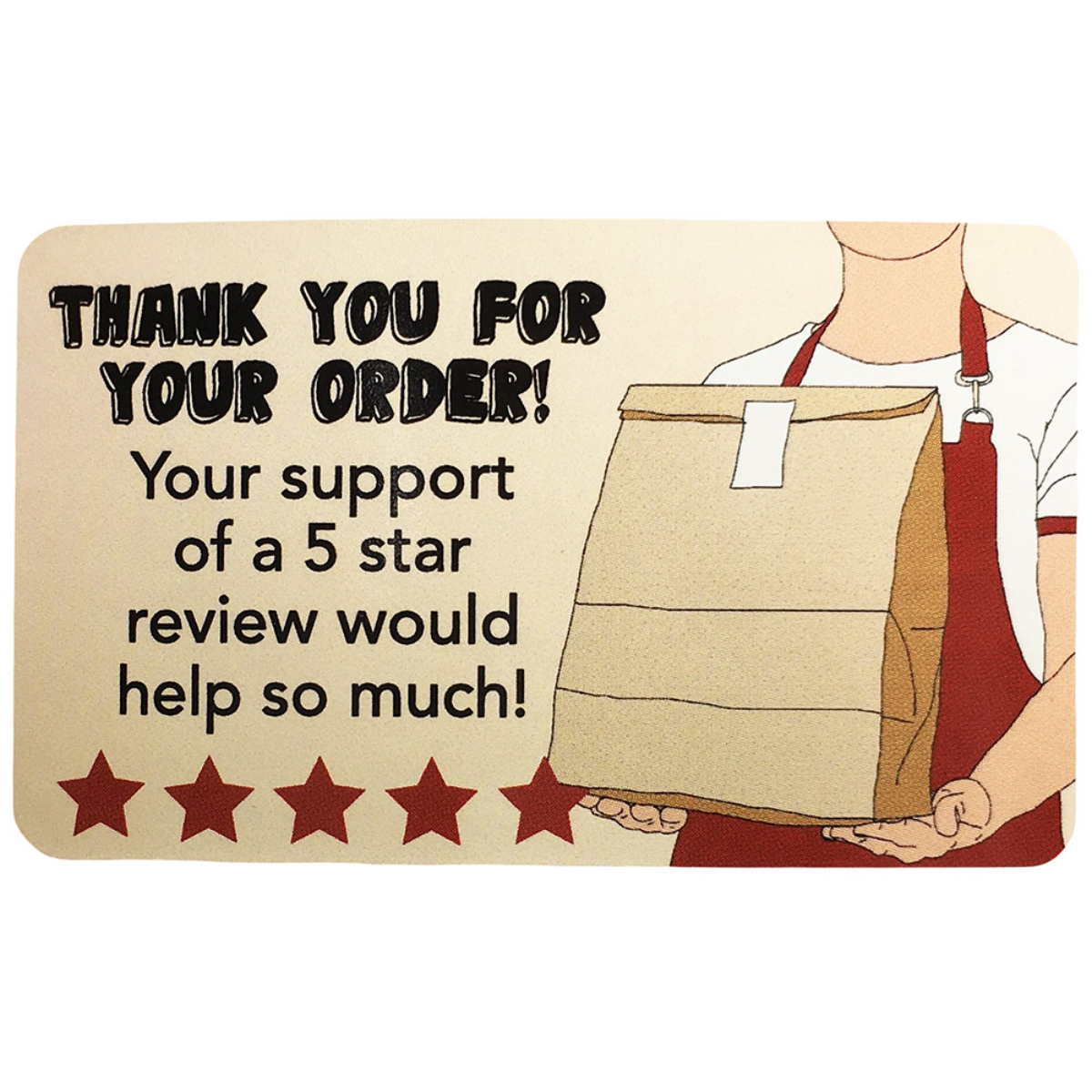 Five Star Review Labels for Food Delivery QTY 500 Five Star Review Labels for Food Delivery QTY 500