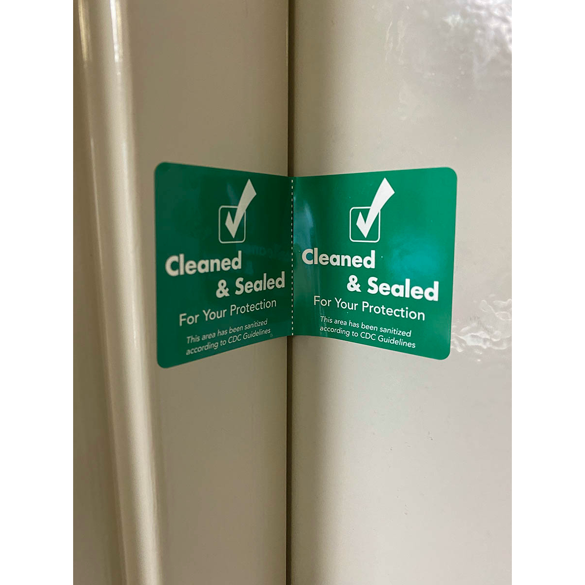 Cleaned and Sealed Green Tamper Door Safety Seals | 2" x 4" QTY 500 Cleaned and Sealed Green Tamper Door Safety Seals | 2" x 4" QTY 500