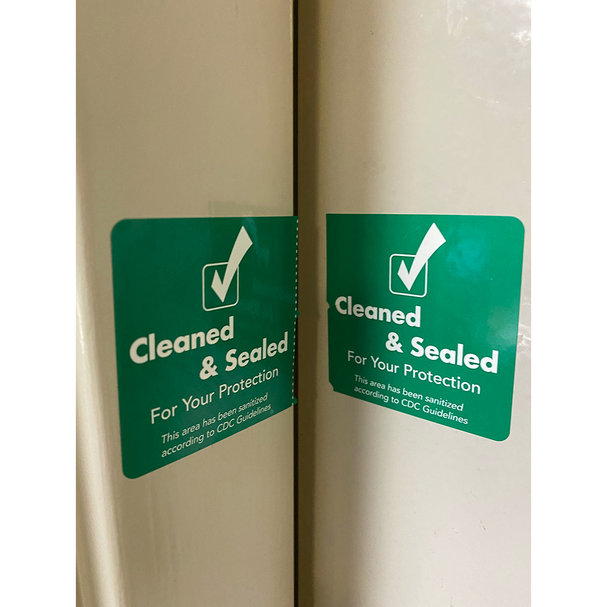 Cleaned and Sealed Green Tamper Door Safety Seals | 2" x 4" QTY 500 Cleaned and Sealed Green Tamper Door Safety Seals | 2" x 4" QTY 500