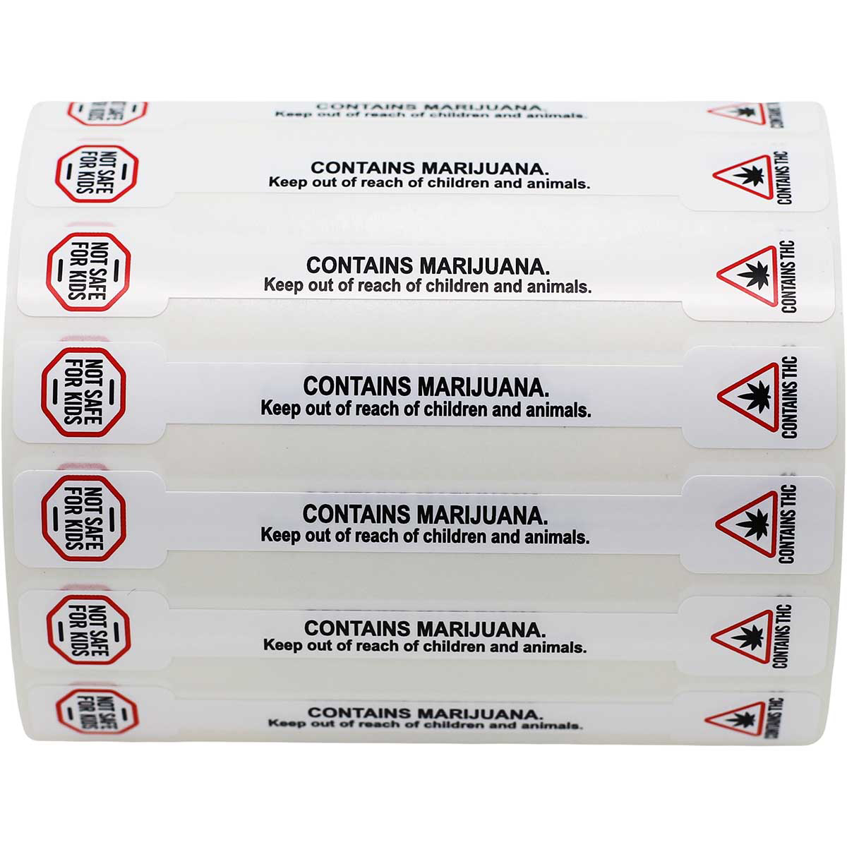 Contains Marijuana Keep out of Reach Tamper Seals 0.5 ends (5/16 band) x 4" Barbell QTY 500