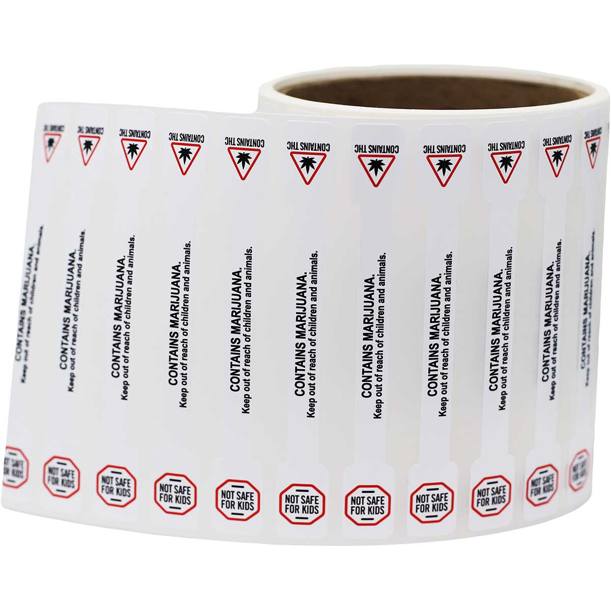 Contains Marijuana Keep out of Reach Tamper Seals 0.5 ends (5/16 band) x 4" Barbell QTY 500