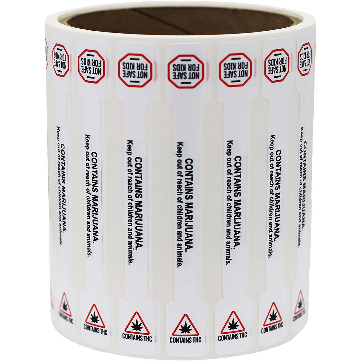 Contains Marijuana Keep out of Reach Tamper Seals 0.5 ends (5/16 band) x 4" Barbell QTY 500