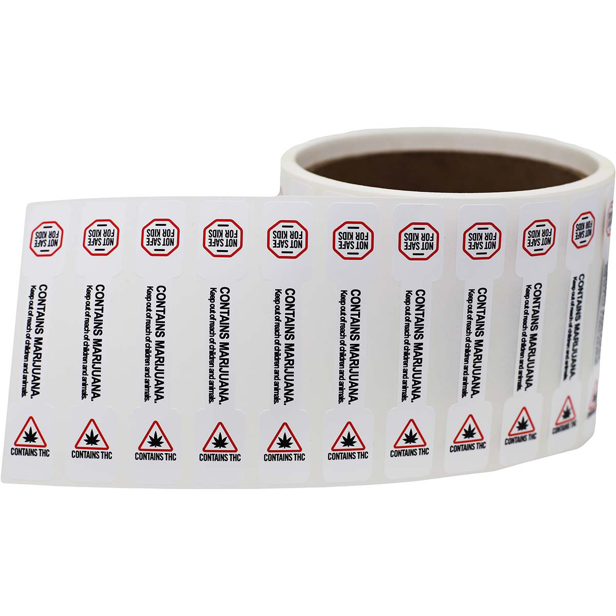 Contains Marijuana Keep Out Of Reach Small Tamper Seals 0.5 ends (5/16 band) x 2.75" Barbell QTY 500