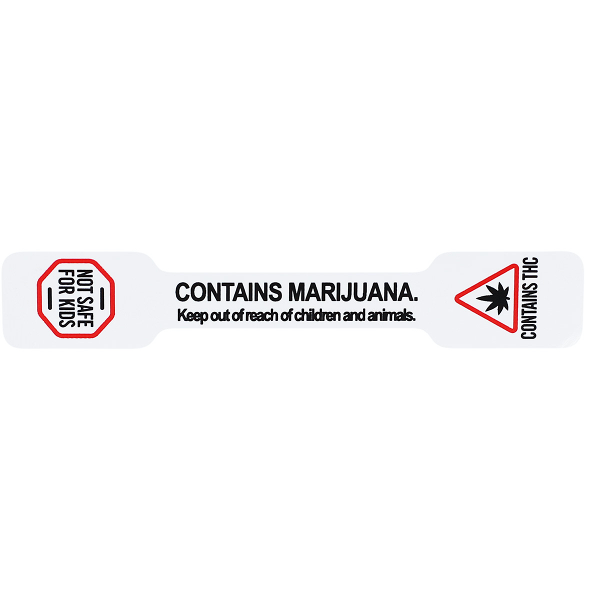 Contains Marijuana Keep Out Of Reach Small Tamper Seals 0.5 ends (5/16 band) x 2.75" Barbell QTY 500