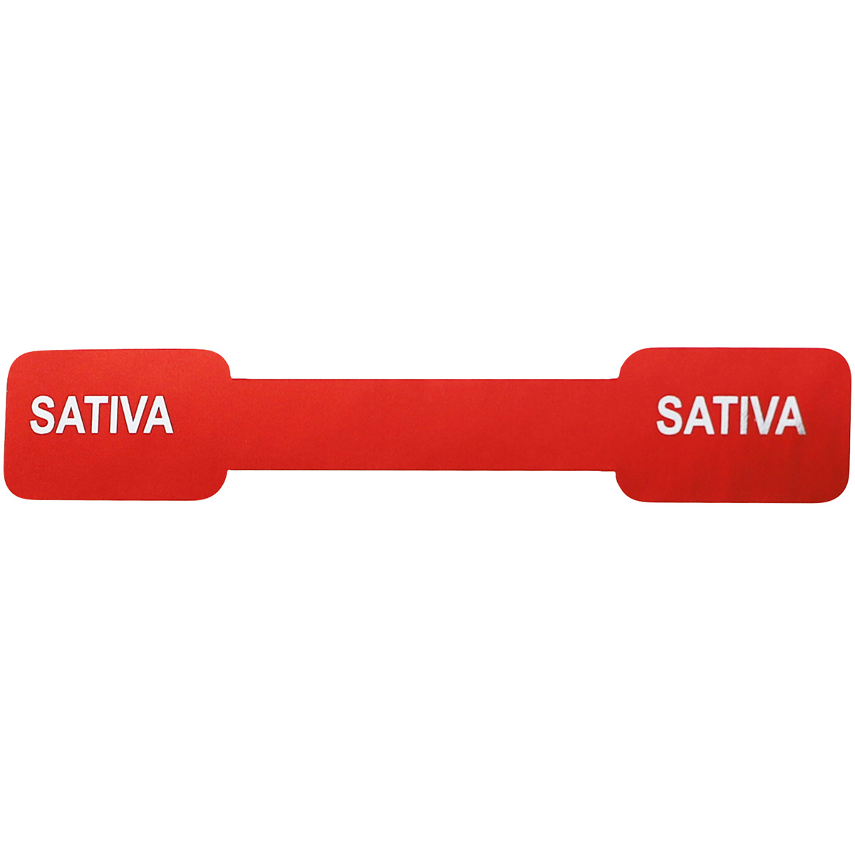 Metallic Red Sativa Cannabis Tamper Labels 0.5 ends (5/16 band) x 2.75" Barbell QTY 500 Metallic Red Sativa Cannabis Tamper Labels 0.5 ends (5/16 band) x 2.75" Barbell QTY 500