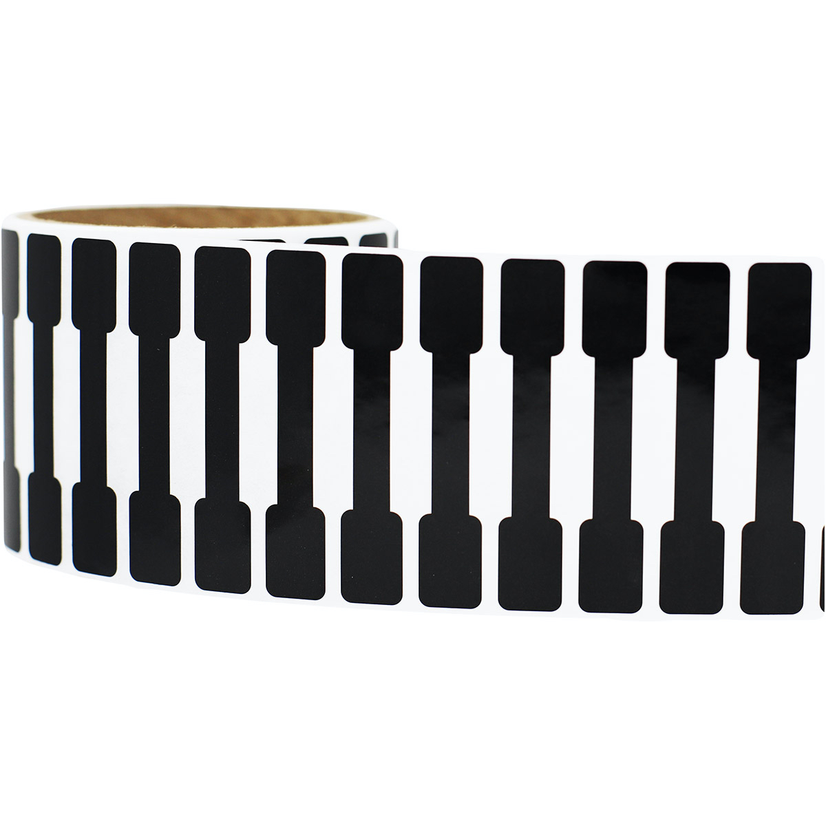 Black Blank Tamper Labels 0.5 ends (5/16 band) x 2.75" Barbell QTY 500