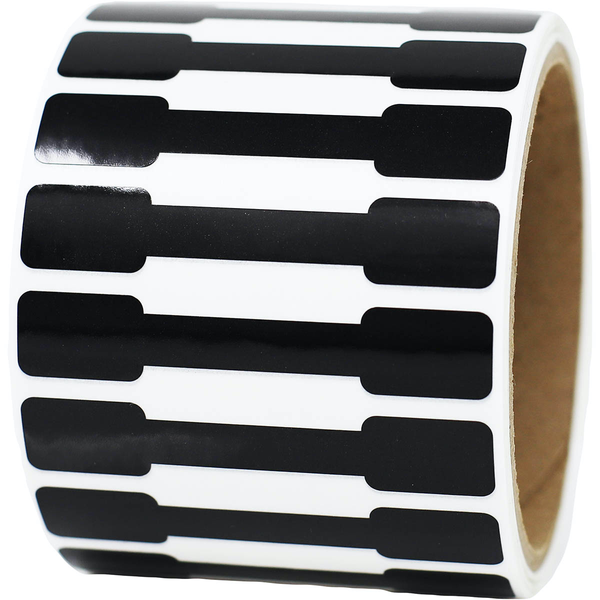 Black Blank Tamper Labels 0.5 ends (5/16 band) x 2.75" Barbell QTY 500