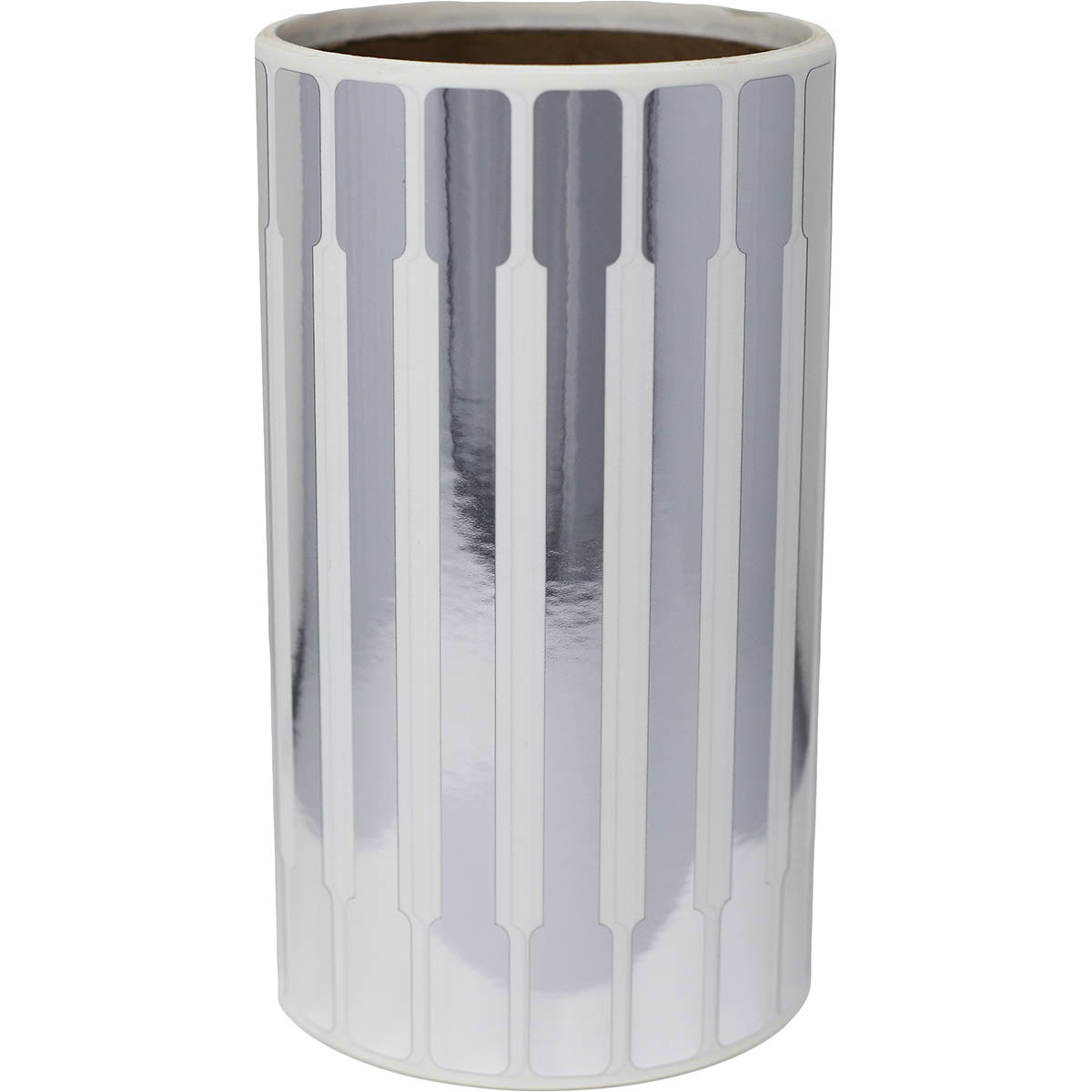 Metallic Silver Blank Tamper Labels 0.5 ends (5/16 band) x 6" Barbell shape QTY 500 Metallic Silver Blank Tamper Labels 0.5 ends (5/16 band) x 6" Barbell shape QTY 500