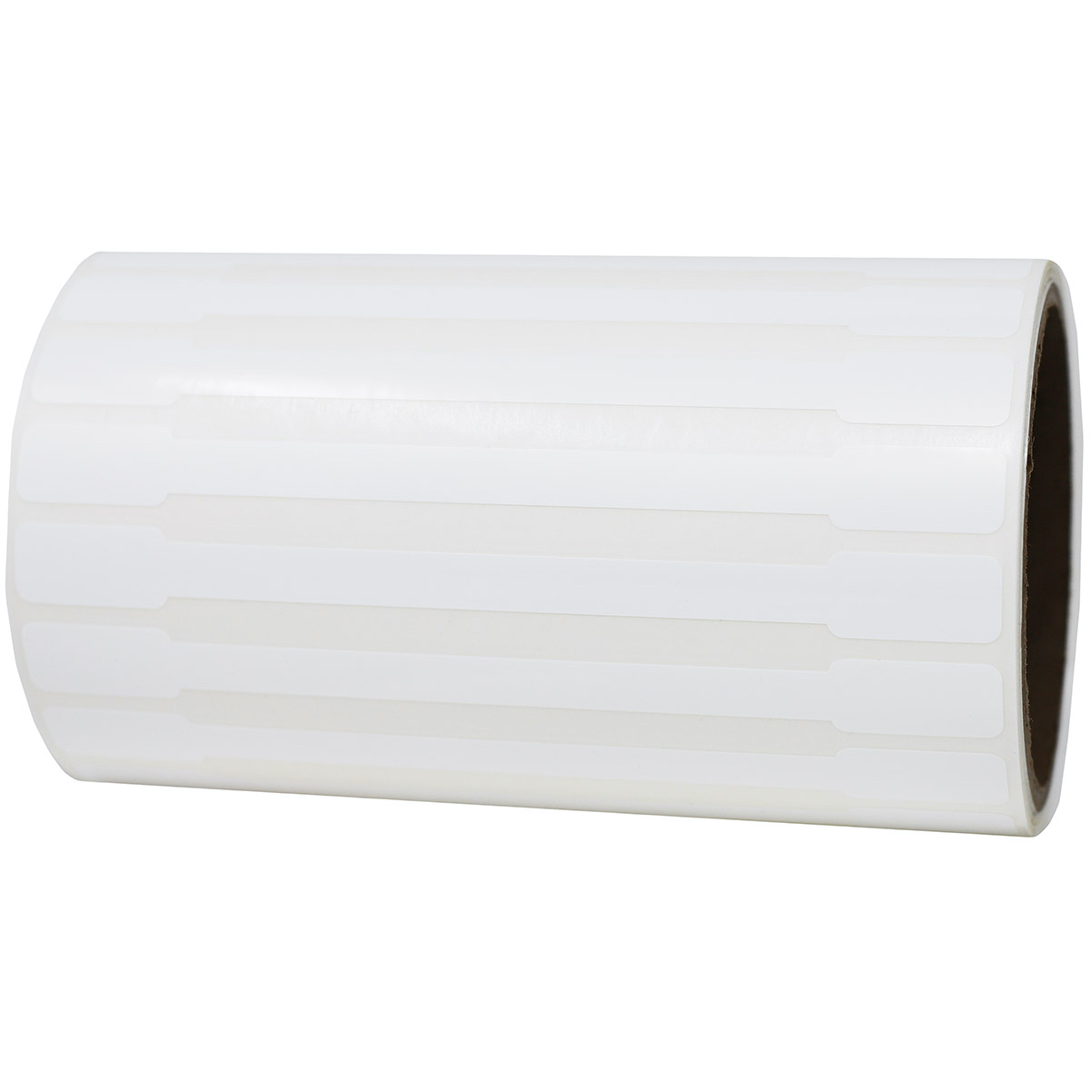 White Blank Tamper Labels 0.5 ends (5/16 band) x 6" Barbell shape QTY 500