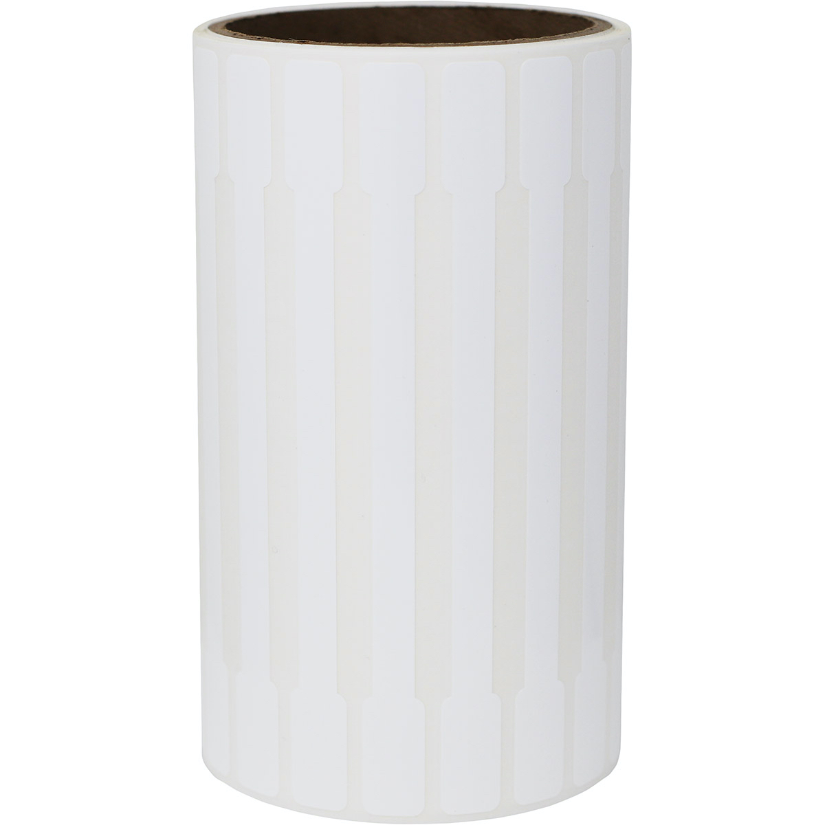 White Blank Tamper Labels 0.5 ends (5/16 band) x 6" Barbell shape QTY 500