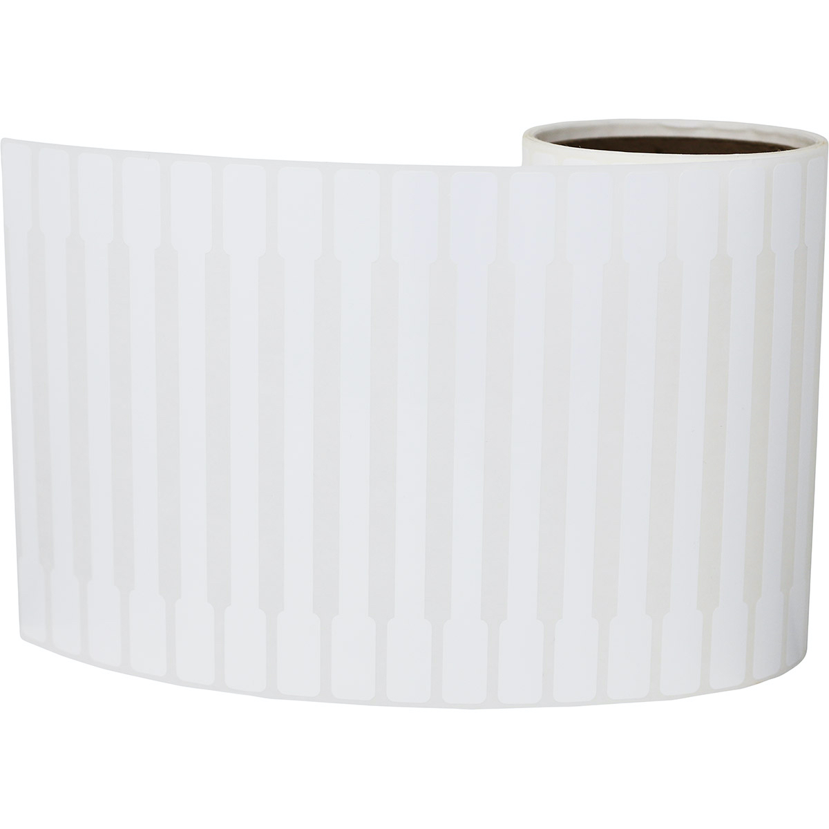 White Blank Tamper Labels 0.5 ends (5/16 band) x 6" Barbell shape QTY 500