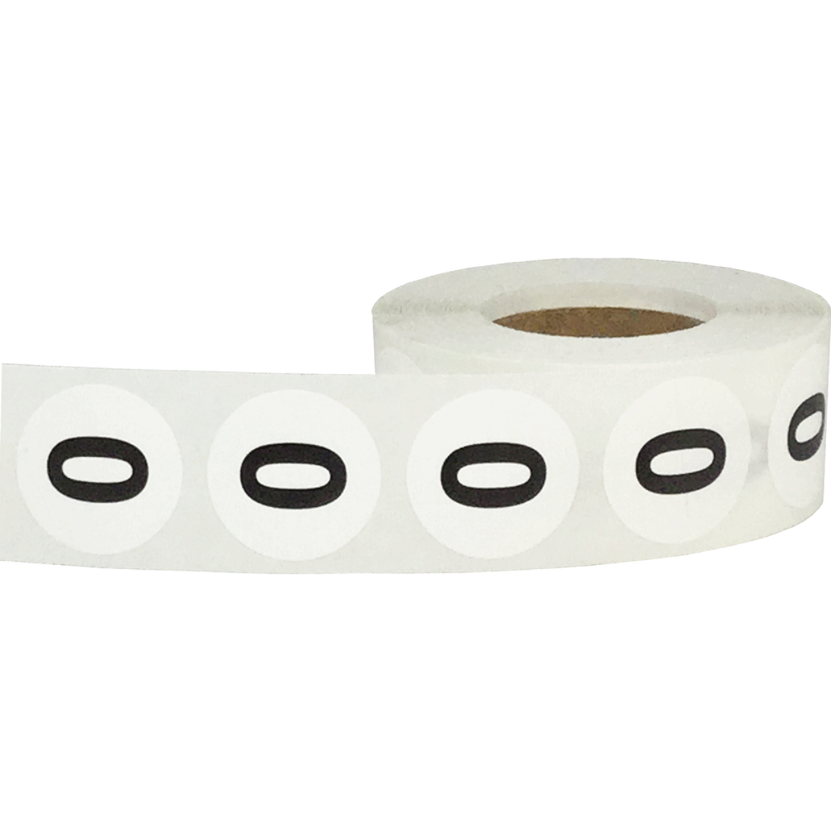White Number 0 Stickers 3/4" QTY 500