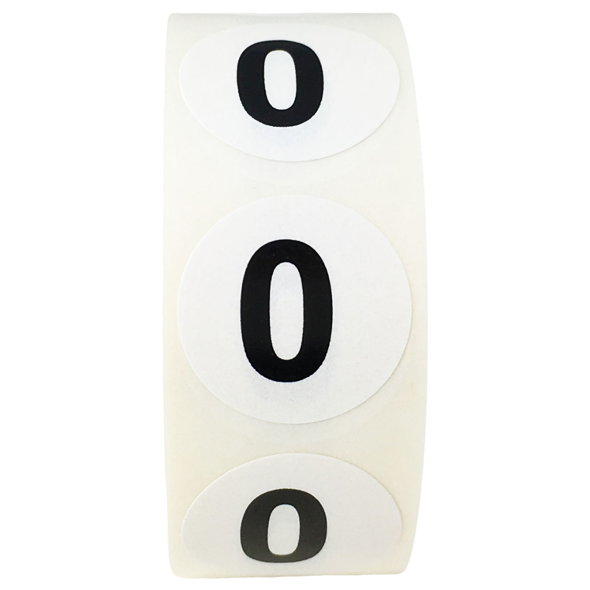 White Number 0 Stickers 3/4" QTY 500