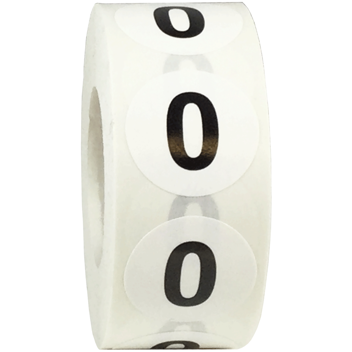 White Number 0 Stickers 3/4" QTY 500