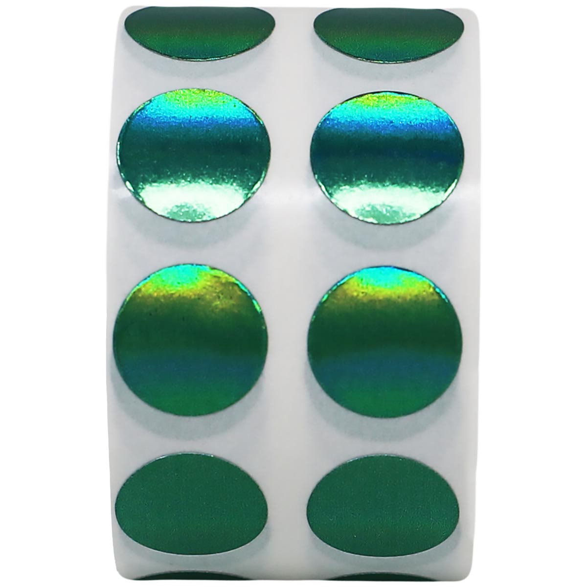 Small Metalized Green Dot Stickers 1/2" Round