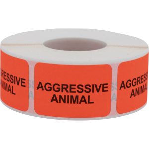 Vet Stickers Aggressive Animal Warning QTY 500 Vet Stickers Aggressive Animal Warning QTY 500