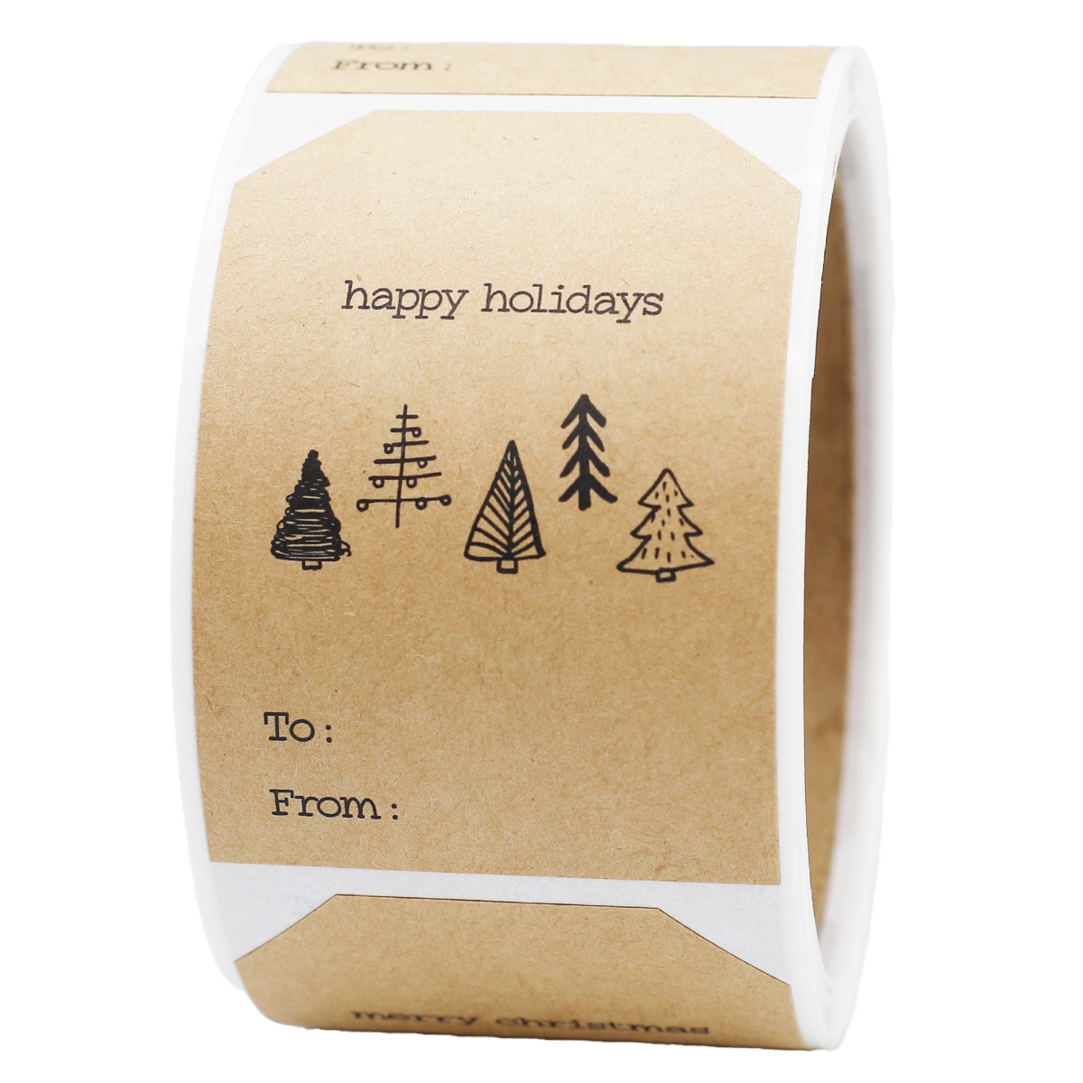 Boho Christmas Tree Kraft Gift Tag Stickers QTY 25 Boho Christmas Tree Kraft Gift Tag Stickers QTY 25