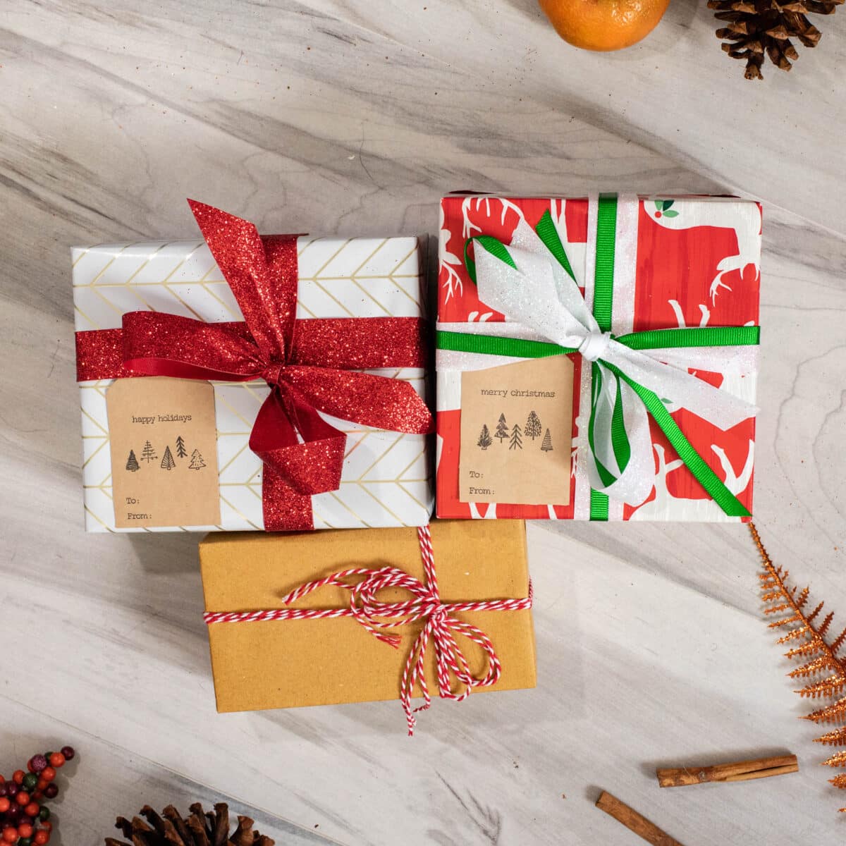 Boho Christmas Tree Kraft Gift Tag Stickers QTY 25 Boho Christmas Tree Kraft Gift Tag Stickers QTY 25