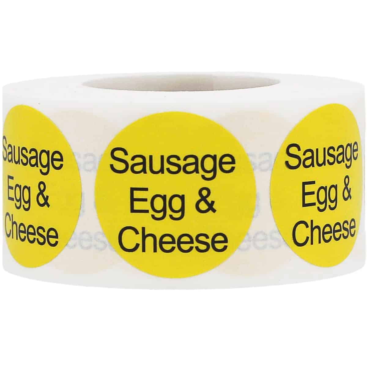 Sausage, Egg and Cheese Yellow Deli Labels 1" Round QTY 500 Sausage, Egg and Cheese Yellow Deli Labels 1" Round QTY 500