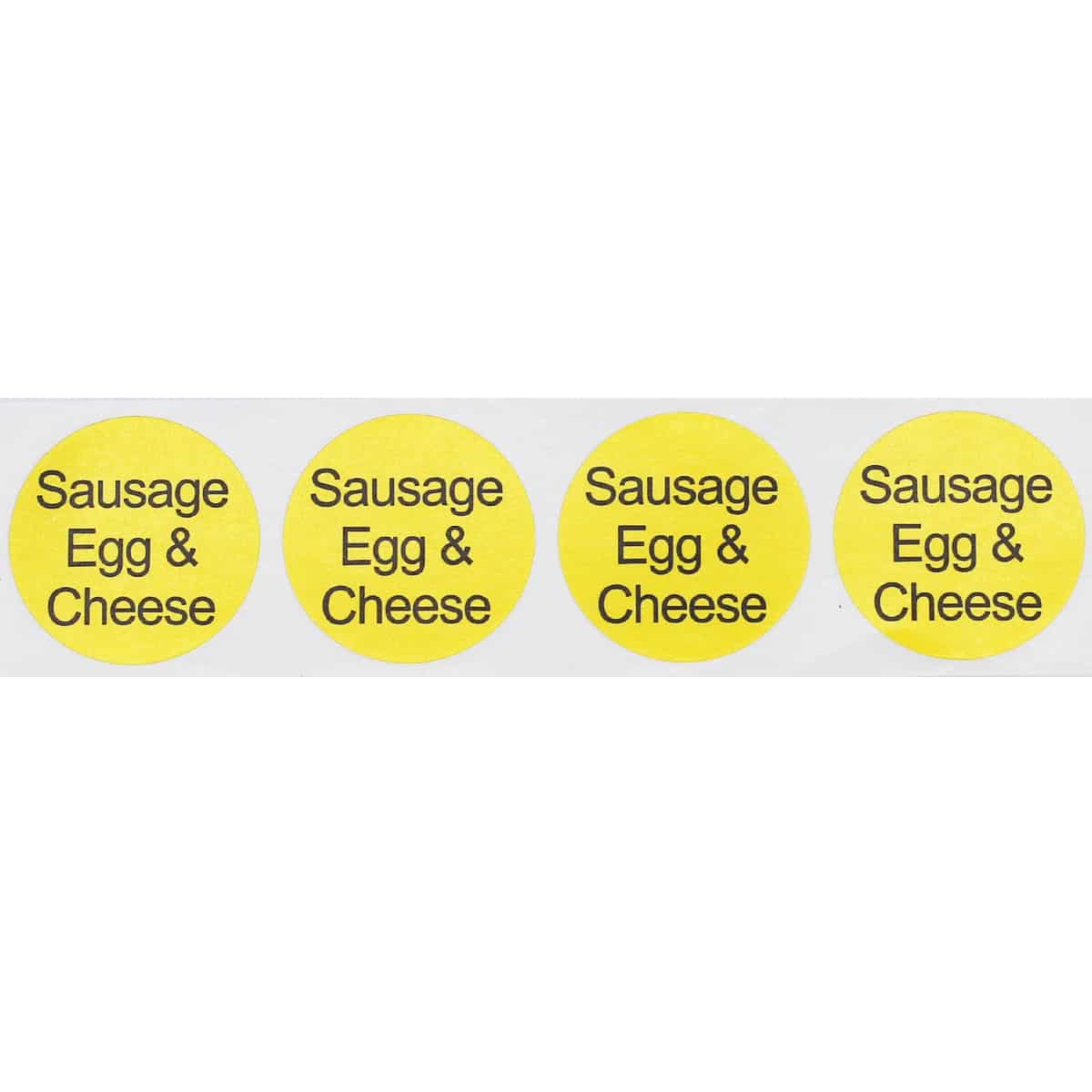 Sausage, Egg and Cheese Yellow Deli Labels 1" Round QTY 500 Sausage, Egg and Cheese Yellow Deli Labels 1" Round QTY 500