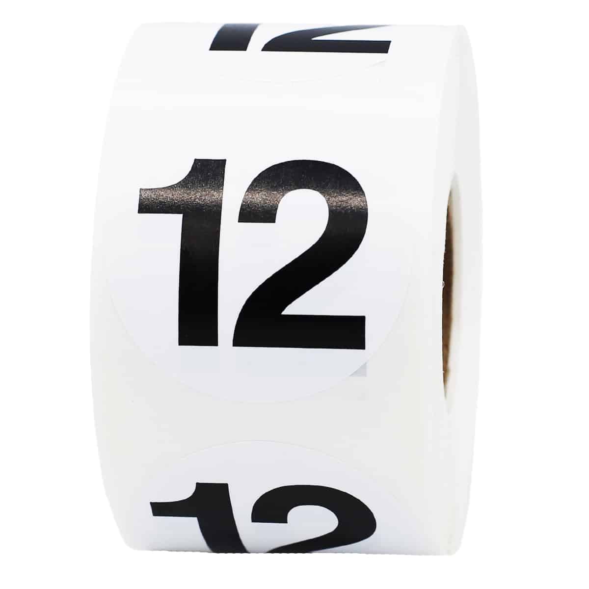 Number 12 Stickers Black/White 1.5" Round Quantity 500 Number 12 Stickers Black/White 1.5" Round Quantity 500