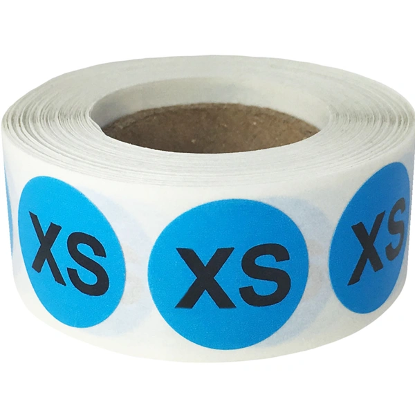 Blue Round Size Stickers for Shirts QTY 500 Blue Round Size Stickers for Shirts QTY 500