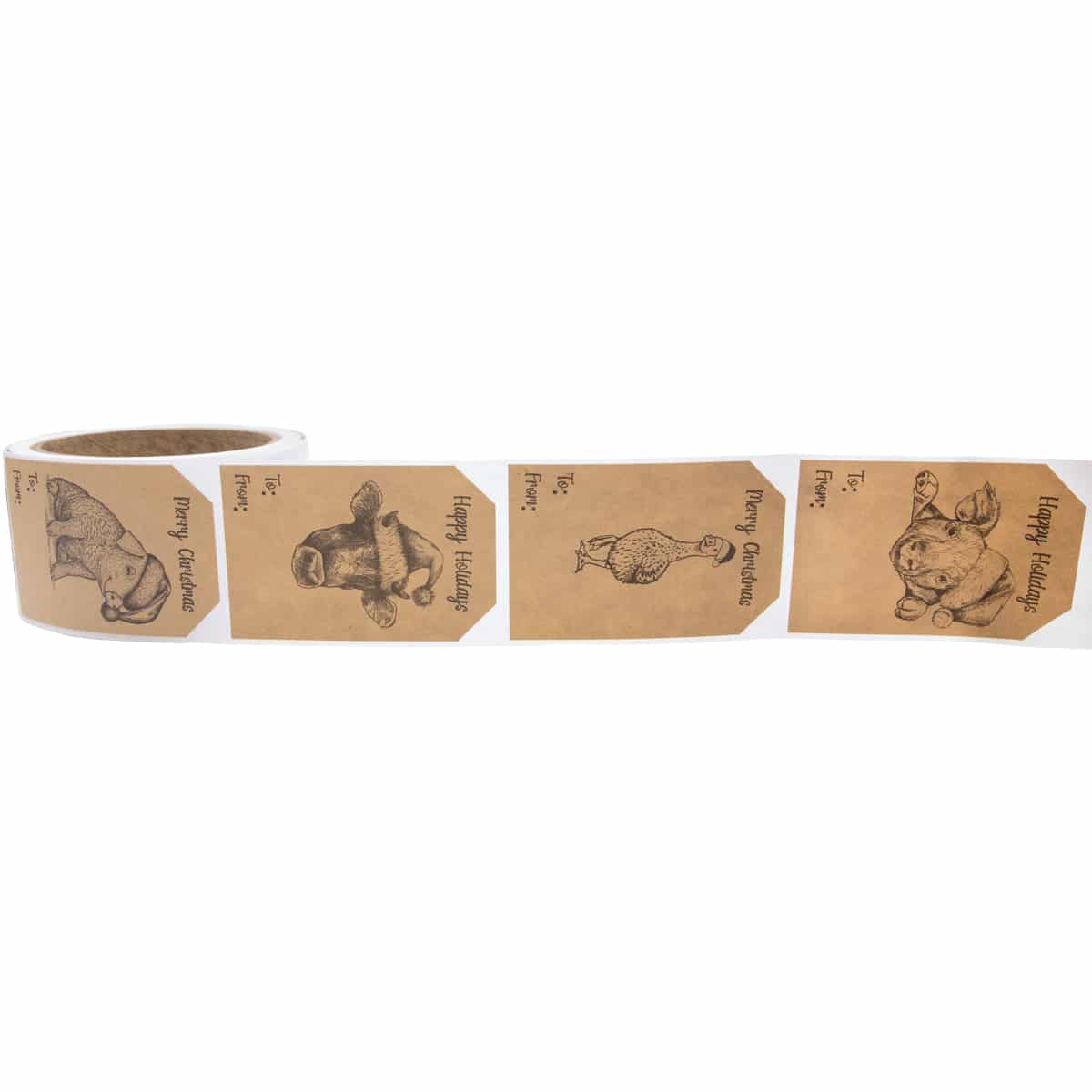 Christmas Farm Animals Adhesive Gift Tags QTY 100 Christmas Farm Animals Adhesive Gift Tags QTY 100