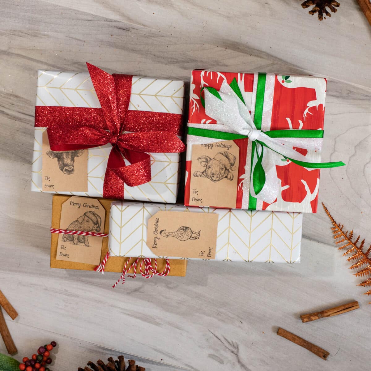 Christmas Farm Animals Adhesive Gift Tags QTY 100 Christmas Farm Animals Adhesive Gift Tags QTY 100