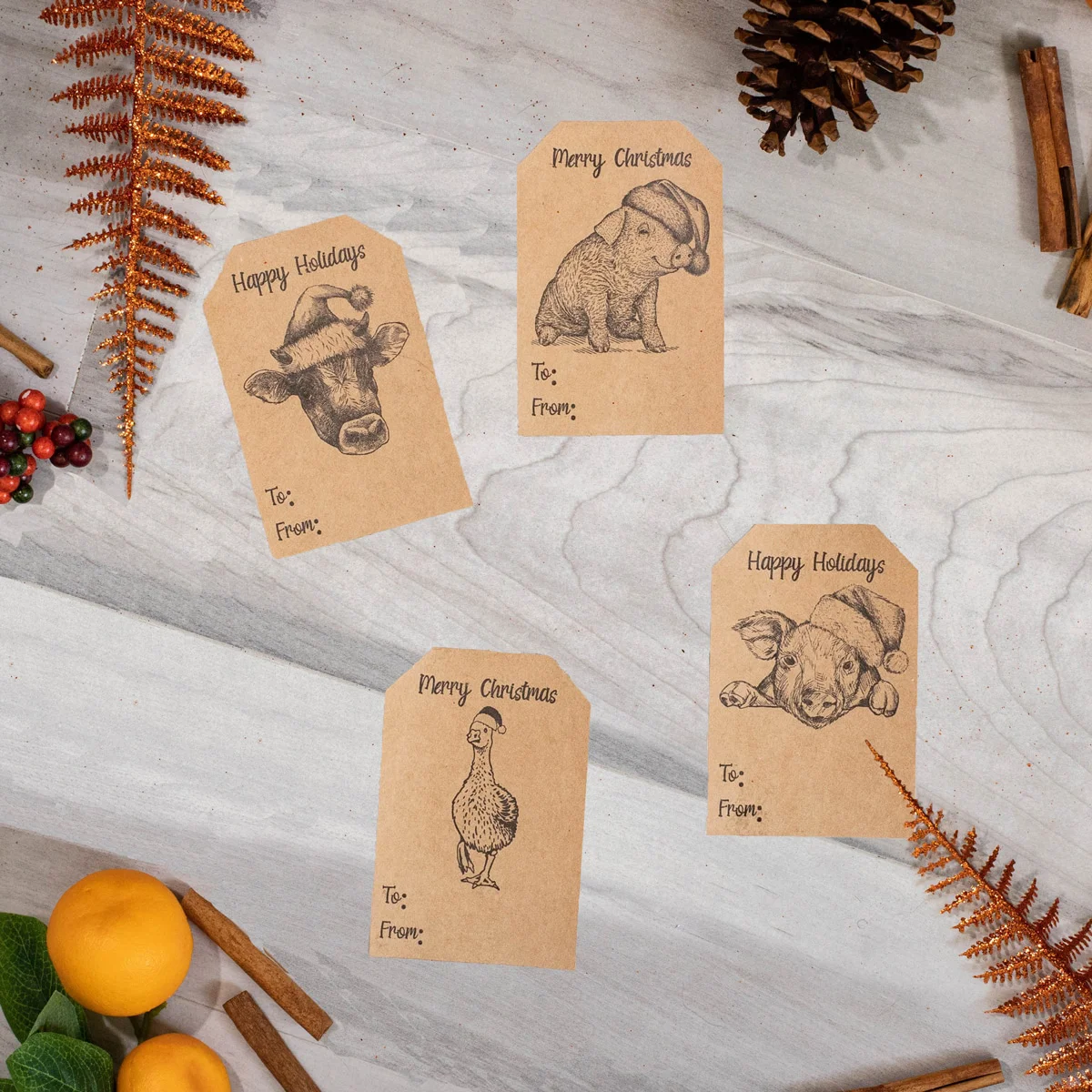 Christmas Farm Animals Adhesive Gift Tags QTY 100 Christmas Farm Animals Adhesive Gift Tags QTY 100