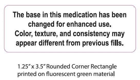 DL Custom | MediVera Compounding Pharmacy | Base Change Fill Label | 1.25" x 3.5" RCR | 10,000 | REORDER DL Custom | MediVera Compounding Pharmacy | Base Change Fill Label | 1.25" x 3.5" RCR | 10,000 | REORDER