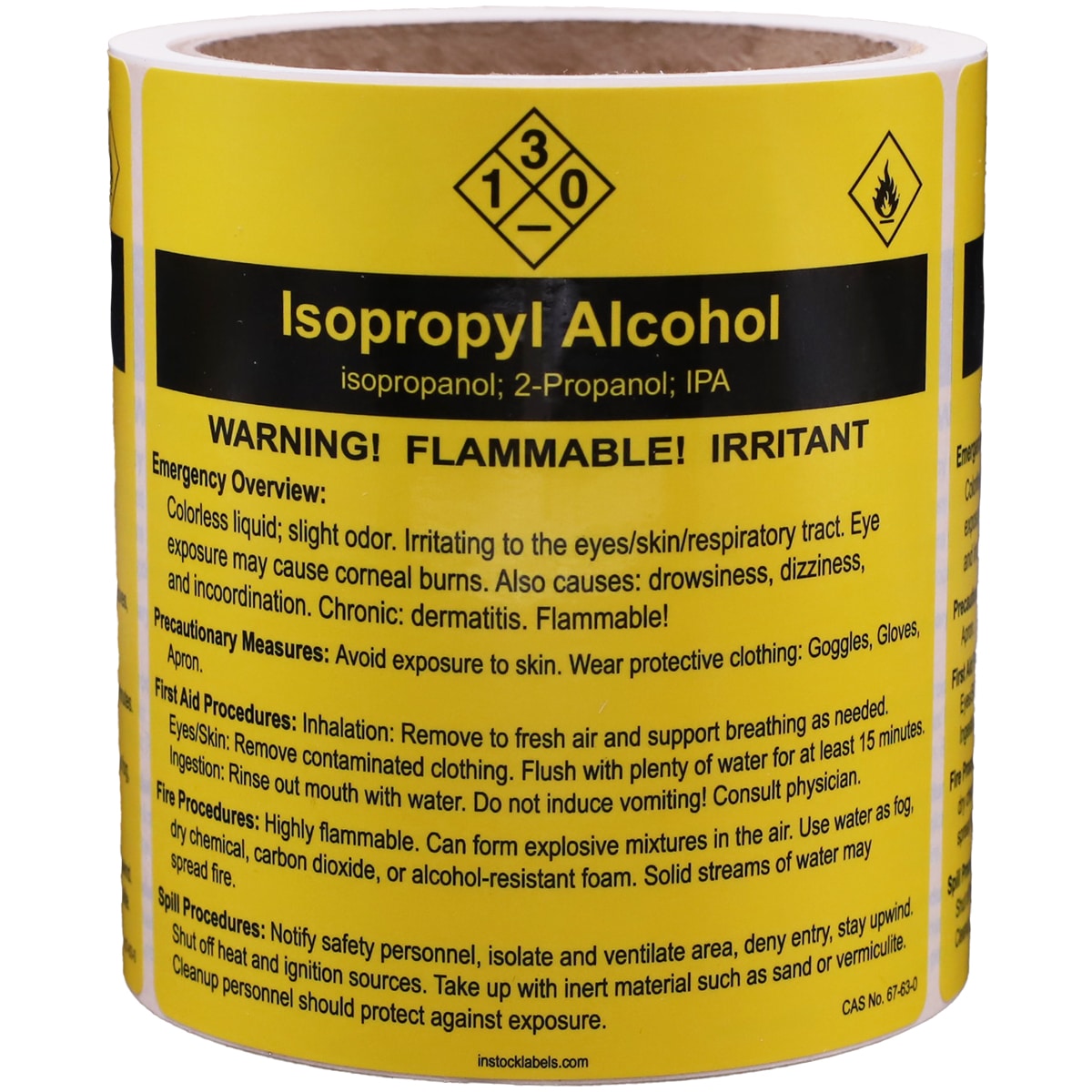 Isopropyl Alcohol Chemical Right-to-Know Info Flammable Irritant Warning Labels QTY 100 Isopropyl Alcohol Chemical Right-to-Know Info Flammable Irritant Warning Labels QTY 100