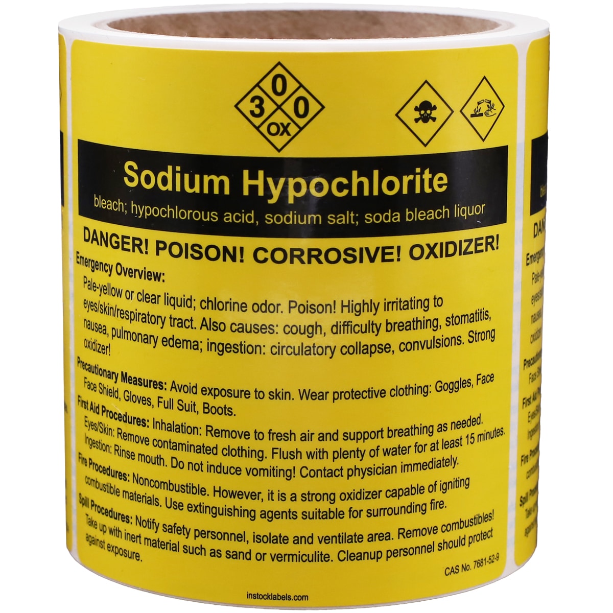 Sodium Hypochlorite Chemical Right-to-Know Info & Safety Procedure Labels QTY 100 Sodium Hypochlorite Chemical Right-to-Know Info & Safety Procedure Labels QTY 100