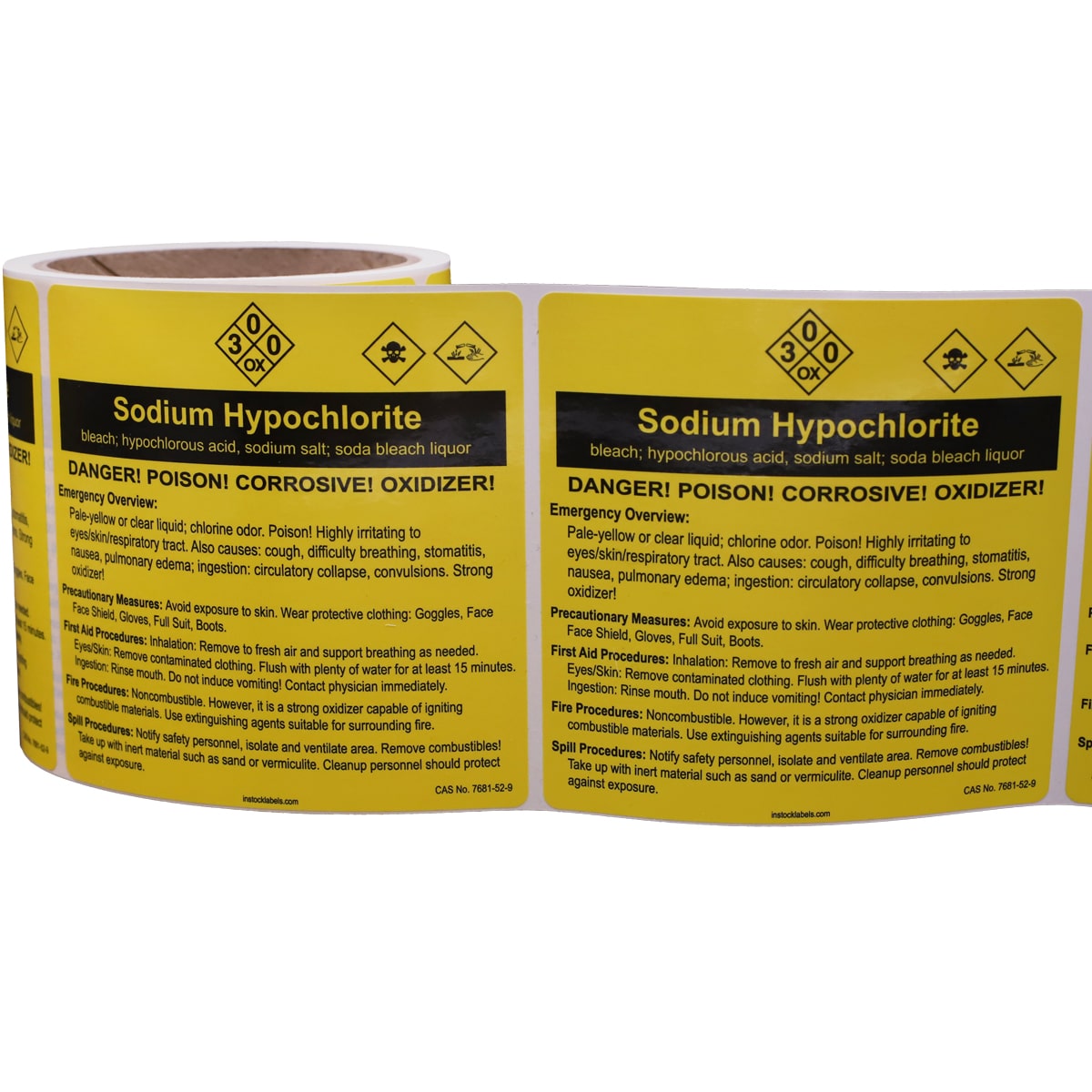 Sodium Hypochlorite Chemical Right-to-Know Info & Safety Procedure Labels QTY 100 Sodium Hypochlorite Chemical Right-to-Know Info & Safety Procedure Labels QTY 100