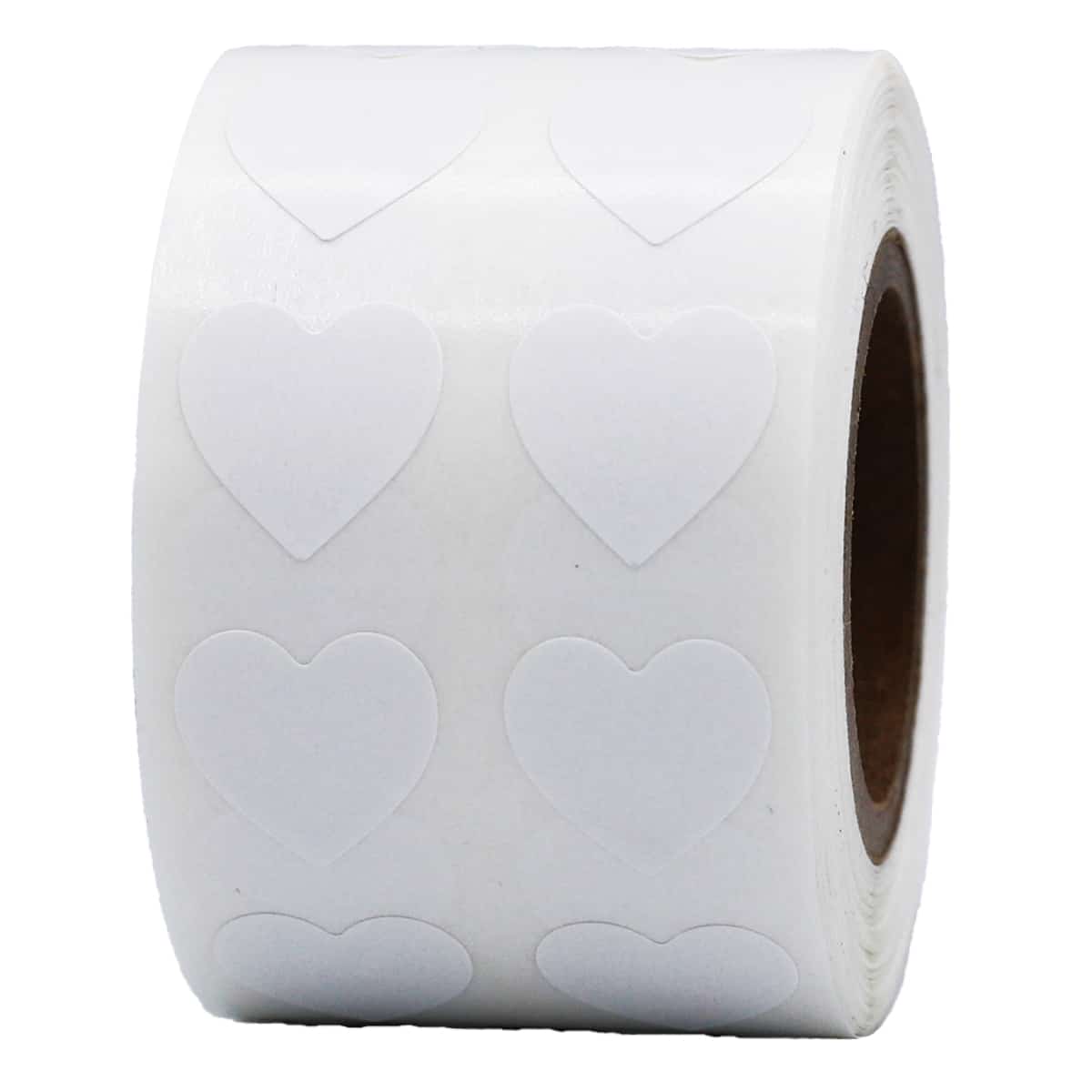 Small White Heart Stickers 1/2" QTY 1,000