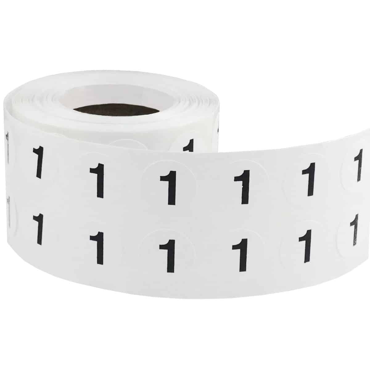 Small Number 1 Stickers 1/2" Round Quantity 1,000