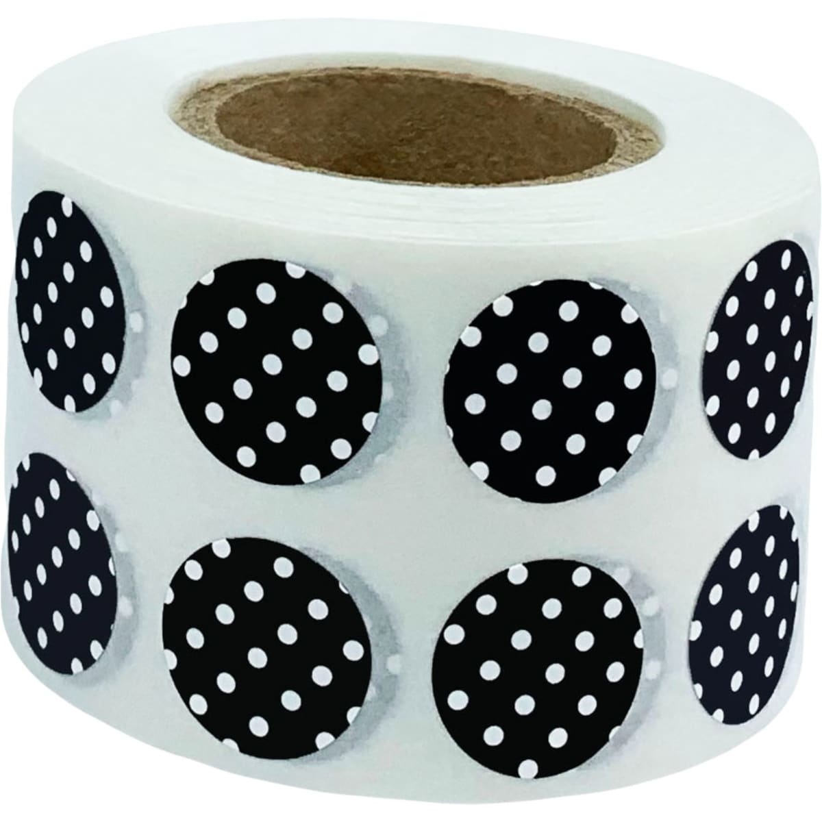 Polka Dot Stickers Black With White 1/2" Round QTY 1,000
