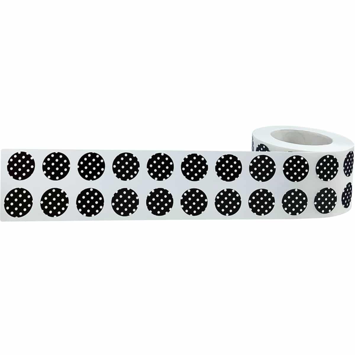 Polka Dot Stickers Black With White 1/2" Round QTY 1,000