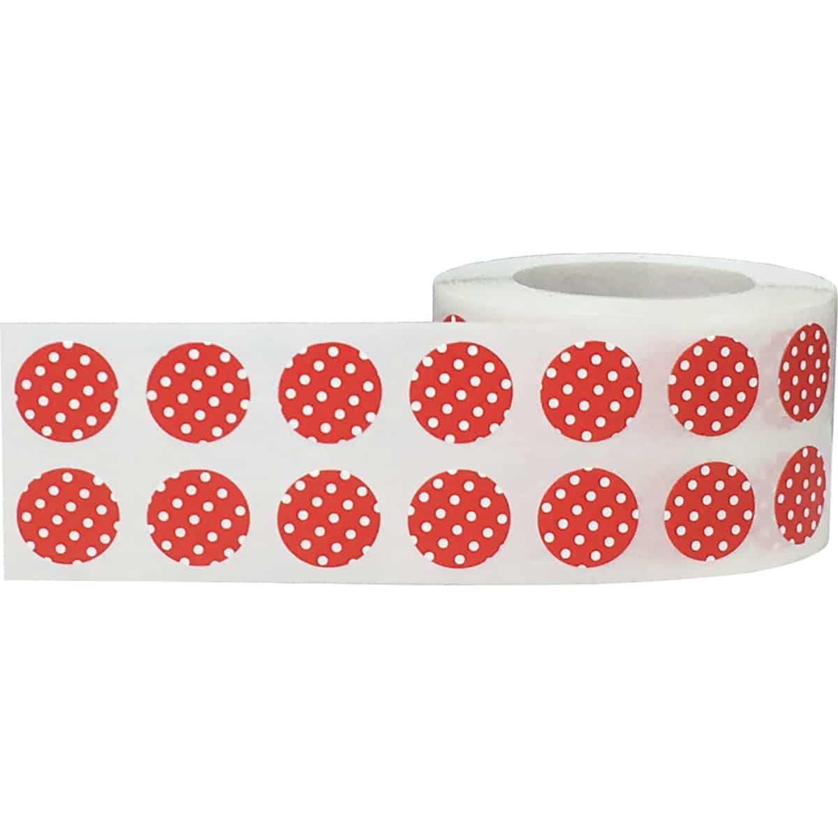 Polka Dot Stickers Red With White 1/2" Round QTY 1,000 Polka Dot Stickers Red With White 1/2" Round QTY 1,000