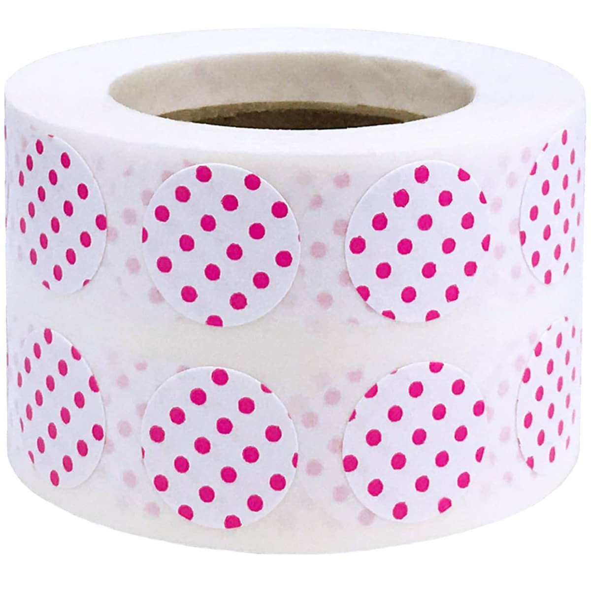 Polka Dot Stickers White With Hot Pink 1/2" Round QTY 1,000 Polka Dot Stickers White With Hot Pink 1/2" Round QTY 1,000